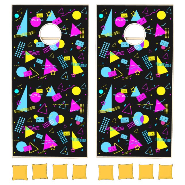 RETRO TAPE COLORFUL SHAPES CORNHOLE SET (Set)
