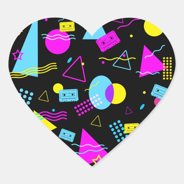 RETRO TAPE COLORFUL SHAPES DUVET COVER HEART STICKER (Front)