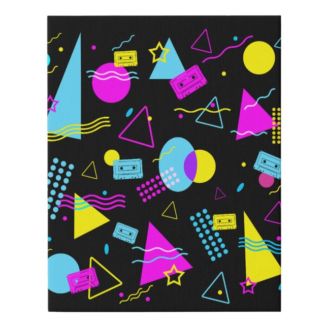 RETRO TAPE COLORFUL SHAPES  FAUX CANVAS PRINT (Front)