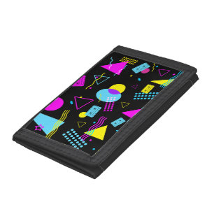 RETRO TAPE COLORFUL SHAPES TRI-FOLD WALLET