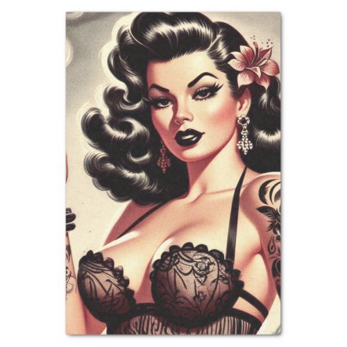 Retro Tatto Goth Girl Tissue Paper