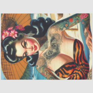 Retro Tattoo Beach Pin-up Tissue Paper