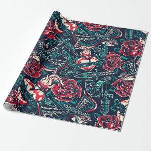 Retro Tattoo Design Wrapping Paper