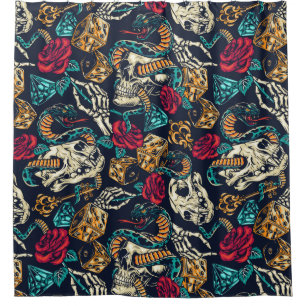 Retro Tattoo Pattern Shower Curtain