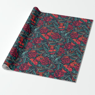 Retro Tattoo Pattern Wrapping Paper
