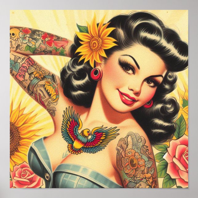 Retro Tattoo Pin-up Poster (Front)