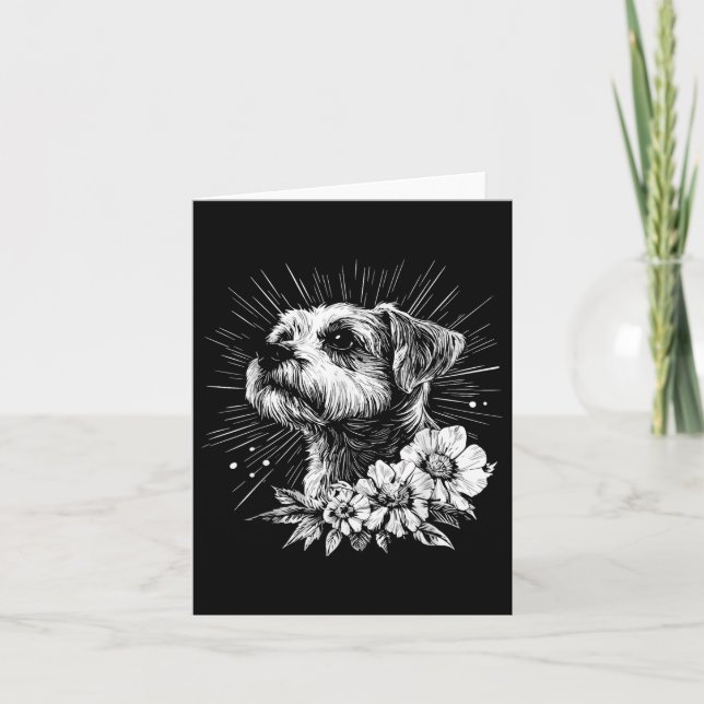 Retro Tattoo Style Border Terrie Dog Lover  Card (Front)