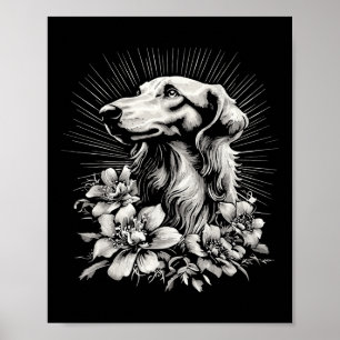 Retro Tattoo Style Borzoi Dog Lover Poster
