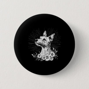 Retro Tattoo Style Fox Terrier Dog Lover  Button