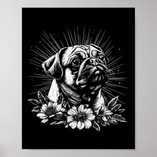 Retro Tattoo Style Pug Lover Dog Poster