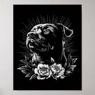 Retro Tattoo Style Rottweiler Dog Lover  Poster