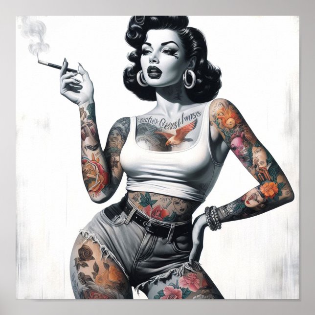 Retro Tattooed Girl Poster (Front)