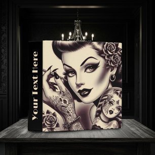 Retro Tattooed Pin Up 3 Ring Binder