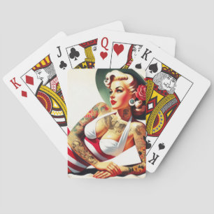 Retro Tattooed Swimsuit Pin-up Poker Cards