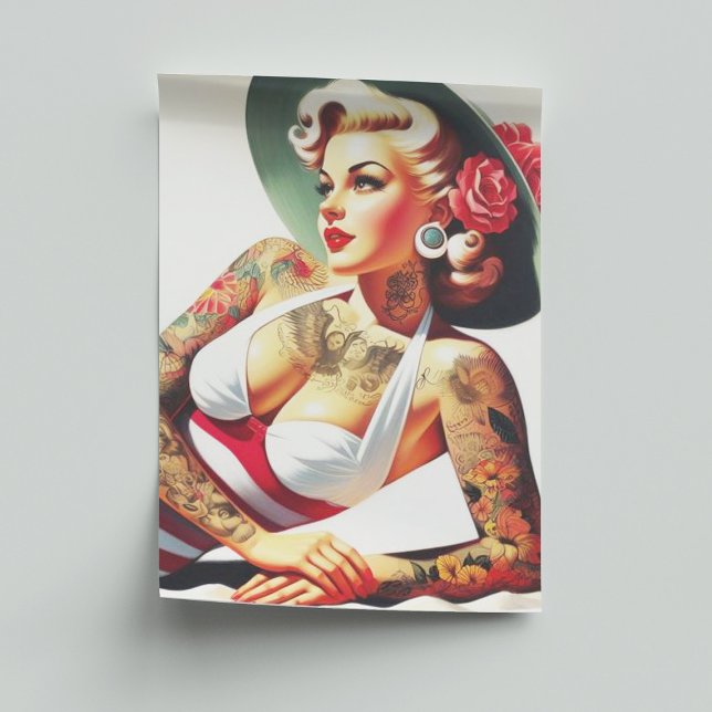 Retro Tattooed Swimsuit Pin-up Tissue Paper (Creator Uploaded)