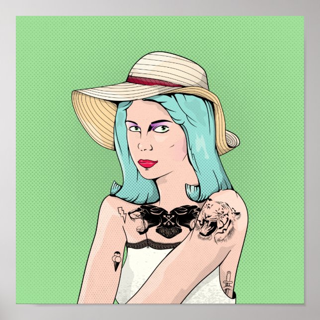 Retro tattooed Woman Poster (Front)