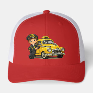 Retro Taxi Driver Boy with Vintage Yellow Car T-Sh