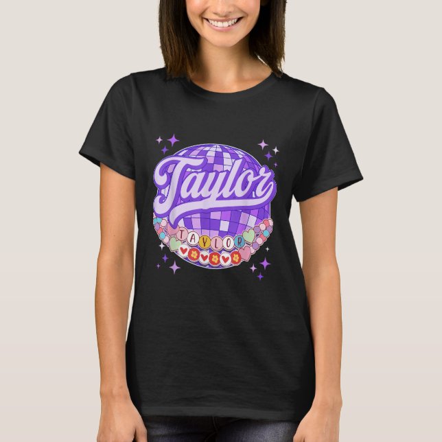 Retro Taylor First Name Personalized Friendship Br T-Shirt (Front)