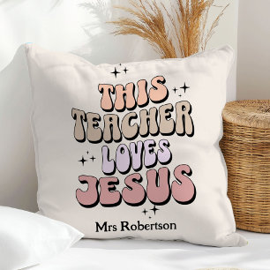 Retro teacher appreciation  throw pillow