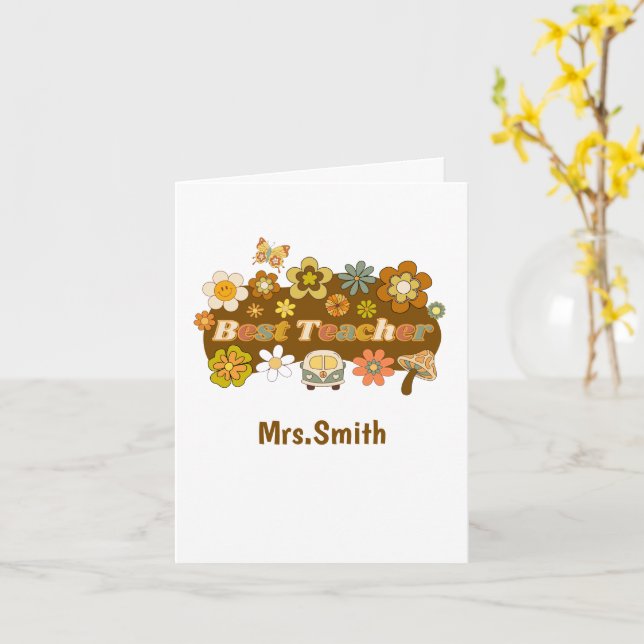 Retro Teacher Card (Yellow Flower)