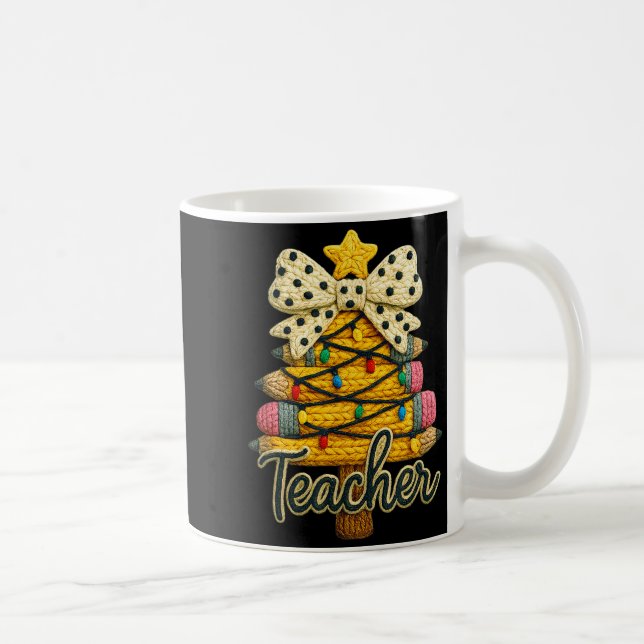 Retro Teacher Christmas, Funny Coquette Bow Gift S Coffee Mug (Right)