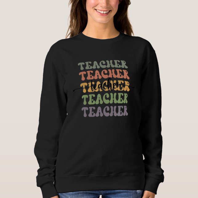 Retro Teacher Colorful Elementary School Funny Pre Sweatshirt (Front)