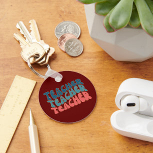 Retro Teacher Colorful School Keychain