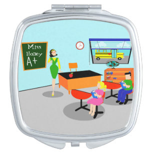 Retro Teacher Compact Mirror
