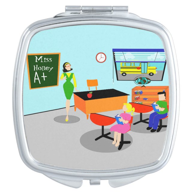 Retro Teacher Compact Mirror (Front)