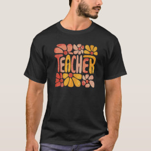 Retro Teacher Daisy Colorful  Elementary School Te T-Shirt