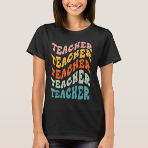 Retro Teacher Daisy Colorful Elementary School Te T-Shirt