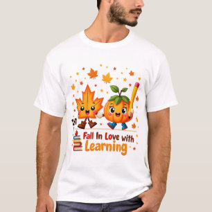 Retro Teacher Fall Png, Fall in Love With Learning T-Shirt
