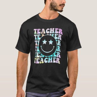 Retro Teacher Happy Face Black Colorful Smile Tie T-Shirt