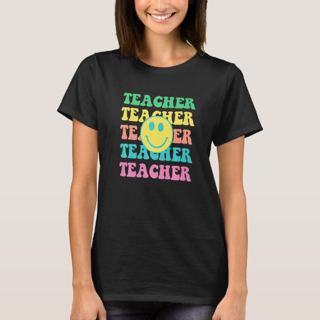 Retro Teacher Inspirational Colorful Elementary Sc T-Shirt (Front)
