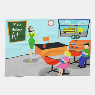 Retro Teacher Kitchen Towel