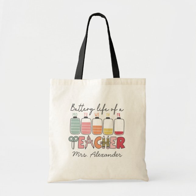 Retro Teacher Life Better life of a Teacher Custom Tote Bag (Front)