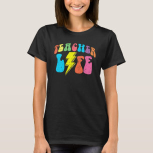 Retro Teacher Life Vintage Lightning Bolt Groovy T T-Shirt