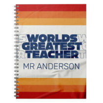 Retro teacher modern blue red stylish  notebook