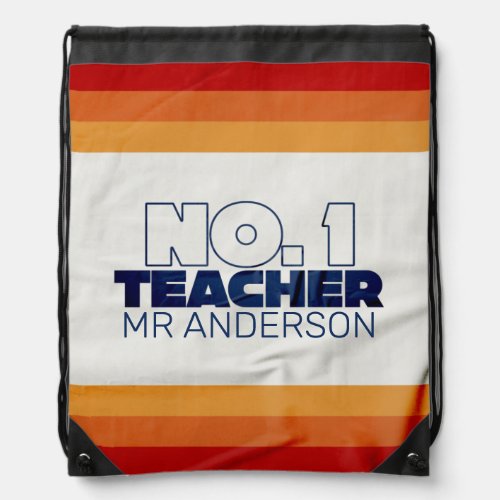 Retro teacher modern blue red stylish tote bag