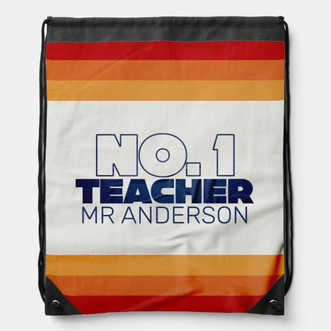 Retro teacher modern blue red stylish tote bag (Front)