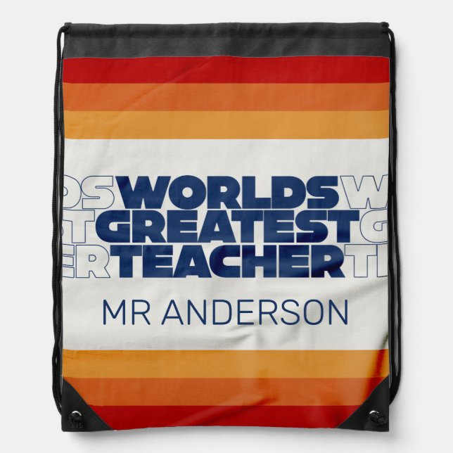 Retro teacher modern blue red stylish tote bag (Front)