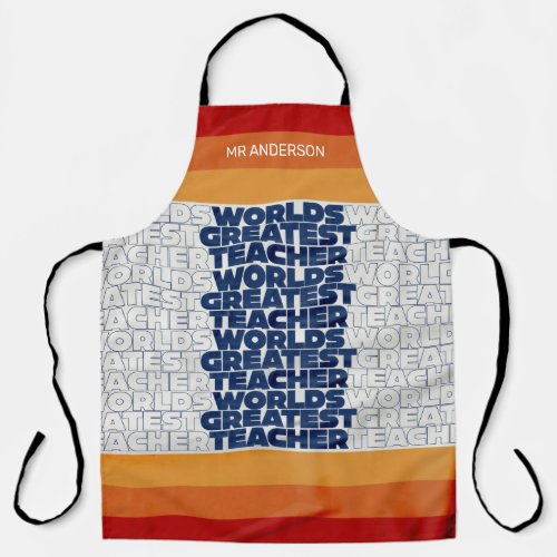 Retro teacher modern blue red stylish tote bag apron