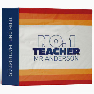 Retro teacher modern blue red stylish tote bag pla 3 ring binder