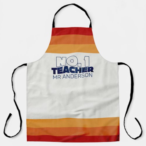 Retro teacher modern blue red stylish tote bag pla apron