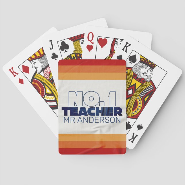 Retro teacher modern blue red stylish tote bag poker cards (Back)