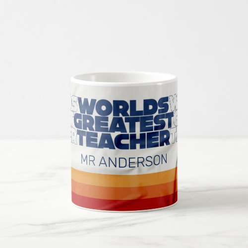 Retro teacher modern blue red stylish typography coffee mug