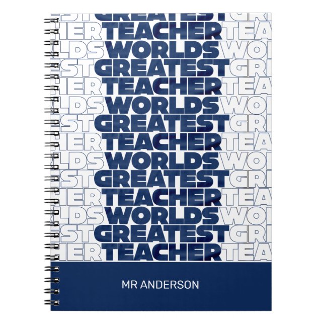 Retro teacher modern blue red stylish typography notebook (Front)
