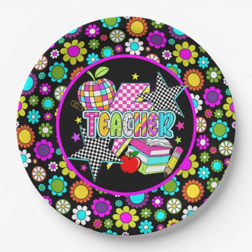 Retro Teacher  Paper Plate