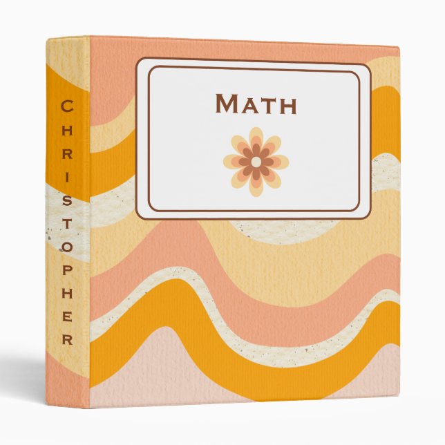 Retro Teacher & Student Binder Cover in Orange  (Front/Spine)