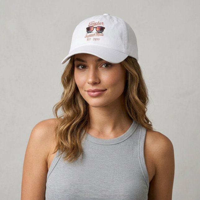 Retro Teacher Summer Mode Custom Text  Hat (Creator Uploaded)
